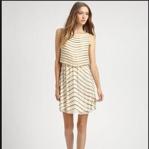 Alice+ Olivia Gisel Beaded Cowl Back MIDI Sequin Dress Size 2